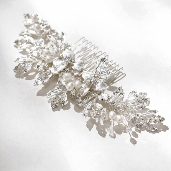 ?Women Silver Handmade Hair Comb Clip Bridal Comb Piece Hair Accessories main image 4